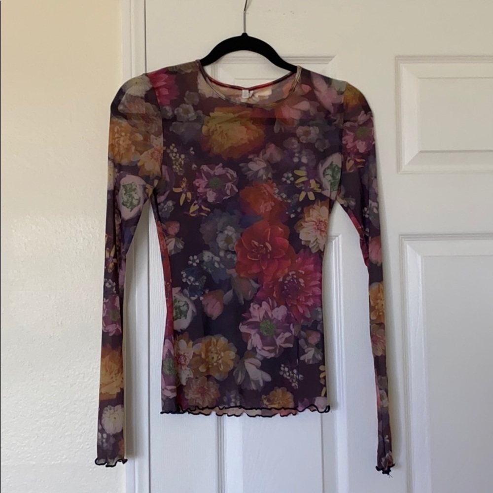 Floral mesh long sleeve